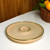 LEMON TREE Peach HH0901 Round Ceramic Snack Platter with Gold Rim | Elegant Chip & Dip Serving Dish | 23.5 cm